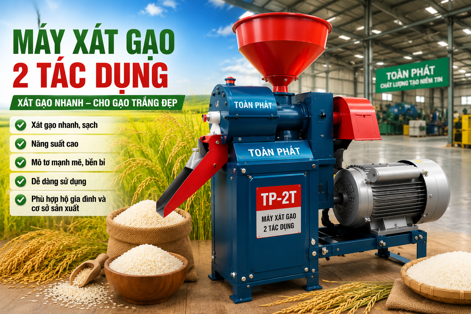 Máy xát gạo 2 tác dụng